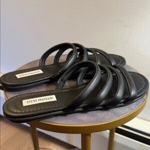 Steve Madden Black Multi-Strap Slide Sandals